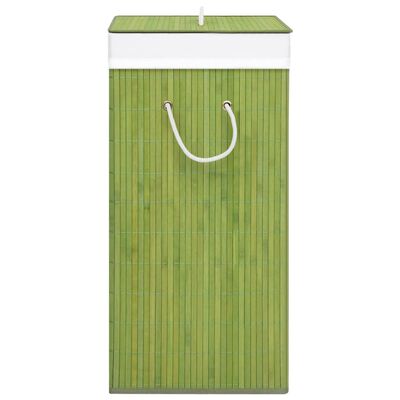 vidaXL Bamboo Laundry Basket with 2 Sections Green 19 gal