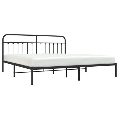 vidaXL Metal Bed Frame without Mattress with Headboard Black 76"x79.9"