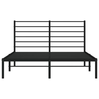 vidaXL Metal Bed Frame with Headboard Black 59.8"x78.7"