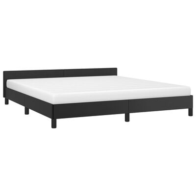 vidaXL Bed Frame with Headboard Black 76"x79.9" King Faux Leather