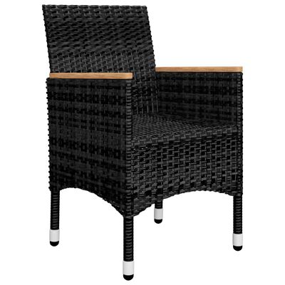 vidaXL 3 Piece Patio Bistro Set Poly Rattan and Tempered Glass Black