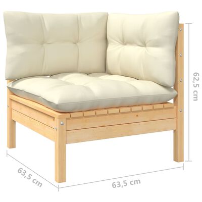 vidaXL 2-Seater Patio Sofa with Cream Cushions Solid Pinewood