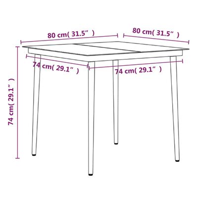 vidaXL 3 Piece Patio Dining Set with Cushions Black