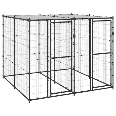 vidaXL Outdoor Dog Kennel Steel with Roof 52.1 ft²