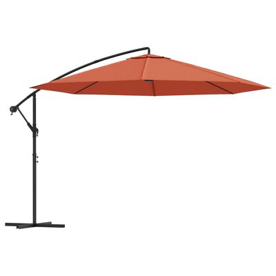 vidaXL Cantilever Garden Parasol with Aluminum Pole 137.8" Terracotta