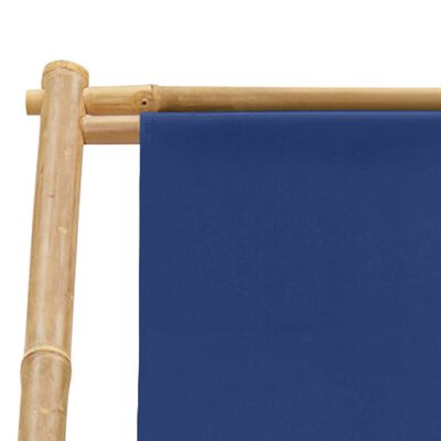 vidaXL Deck Chair Bamboo and Canvas Navy Blue