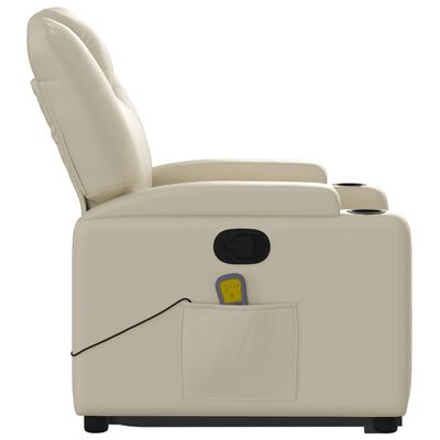 vidaXL Stand up Massage Recliner Chair Cream Faux Leather