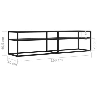 vidaXL TV Stand Black 63"x15.7"x15.9" Tempered Glass