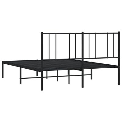 vidaXL Metal Bed Frame without Mattress with Headboard Black 53.1"x74.8"