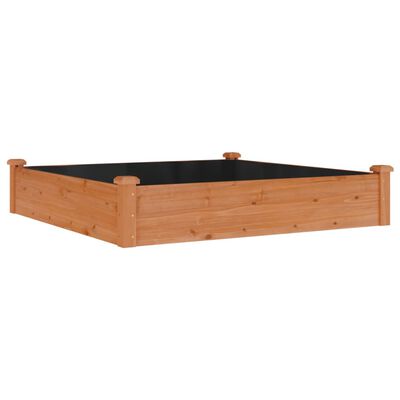 vidaXL Garden Raised Bed with Liner Brown 47.2"x47.2"x9.8" Solid Wood Fir