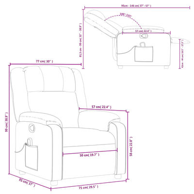 vidaXL Massage Recliner Chair Gray Faux Leather