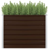 vidaXL Raised Garden Bed Brown 39.4"x39.4"x30.3" Galvanized Steel