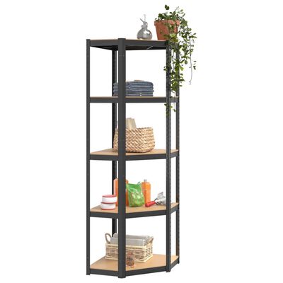 vidaXL 5-Layer Shelves 4 pcs Anthracite Steel&Engineered Wood