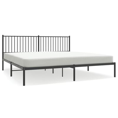 vidaXL Metal Bed Frame without Mattress with Headboard Black 76"x79.9"