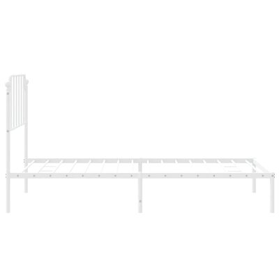 vidaXL Metal Bed Frame without Mattress with Headboard White 39.4"x74.8"