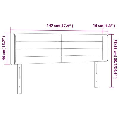 vidaXL LED Headboard Light Gray 57.9"x6.3"x30.7"/34.6" Velvet