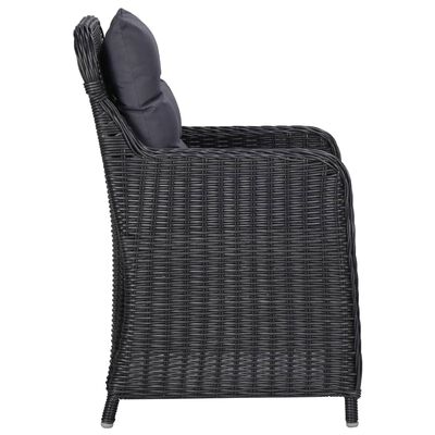 vidaXL 11 Piece Patio Dining Set Poly Rattan Black