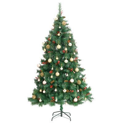 vidaXL Artificial Hinged Christmas Tree 300 LEDs & Ball Set 70.9"