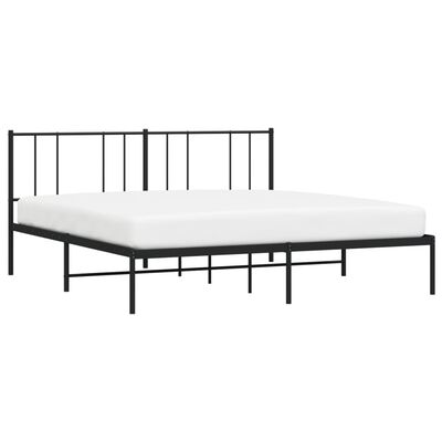 vidaXL Metal Bed Frame without Mattress with Headboard Black 76"x79.9"