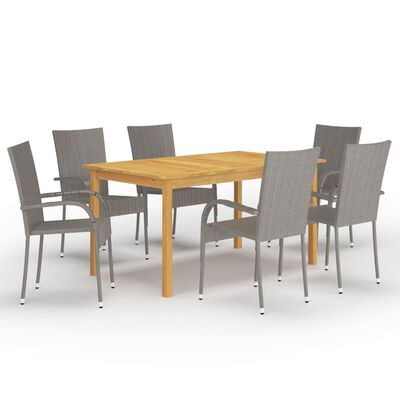 vidaXL 7 Piece Patio Dining Set Gray