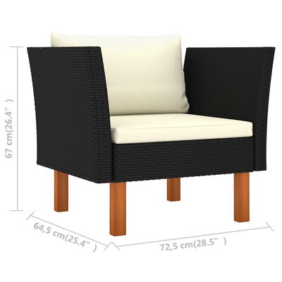 vidaXL 8 Piece Patio Lounge Set Poly Rattan and Eucalyptus Wood Black