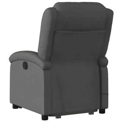 vidaXL Electric Stand up Massage Recliner Chair Gray Real Leather