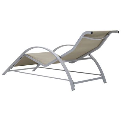 vidaXL Sun Loungers 2 pcs with Table Aluminum Cream