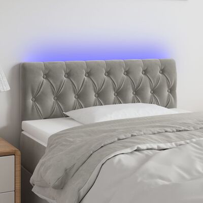 vidaXL LED Headboard Light Gray 39.4"x2.8"x30.7"/34.6" Velvet