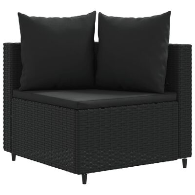 vidaXL 6 Piece Patio Sofa Set with Cushions Black Poly Rattan