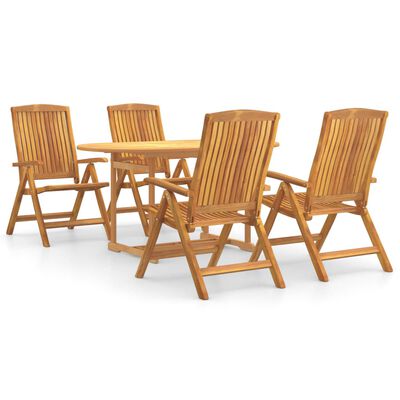 vidaXL 5 Piece Patio Dining Set Solid Wood Teak