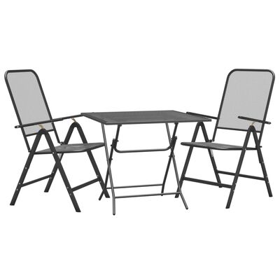 vidaXL 3 Piece Patio Dining Set Expanded Metal Mesh Anthracite