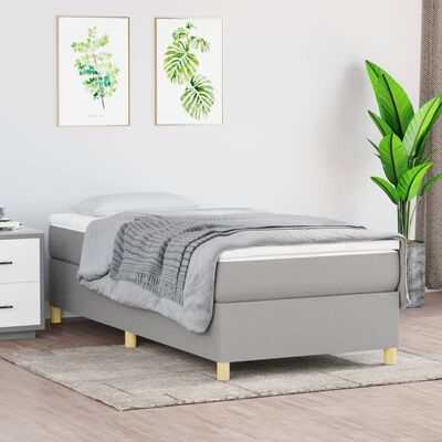 vidaXL Bed Frame Light Gray 39.4"x74.8" Twin Fabric