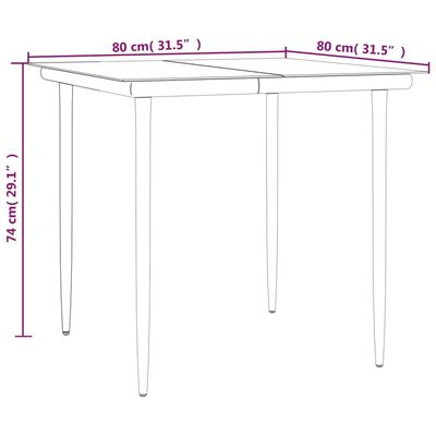 vidaXL 3 Piece Patio Dining Set Black Steel and Textilene