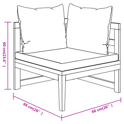 vidaXL 5 Piece Patio Lounge Set with Cream White Cushions Acacia Wood