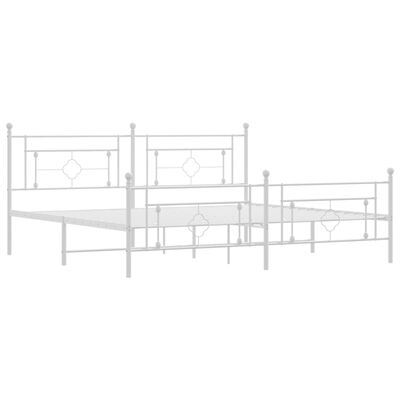 vidaXL Metal Bed Frame without Mattress with Footboard White 76"x79.9"