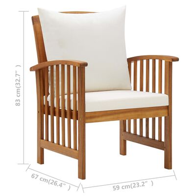 vidaXL Patio Chairs with Cushions 2 pcs Solid Acacia Wood