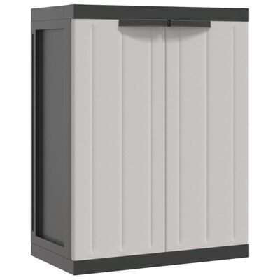 vidaXL Outdoor Storage Cabinet Gray and Black 25.6"x14.6"x33.5" PP