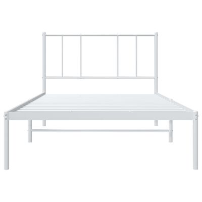 vidaXL Metal Bed Frame without Mattress with Headboard White 39.4"x74.8"