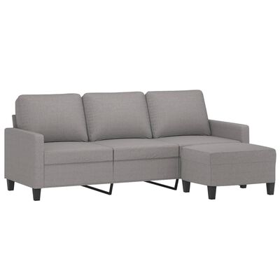 vidaXL 3-Seater sofa with footstool Light Gray 70.9" Fabric