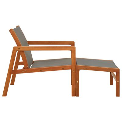 vidaXL Patio Chair with Footrest Solid Eucalyptus Wood&Textilene