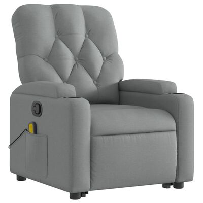 vidaXL Stand up Massage Recliner Chair Light Gray Fabric