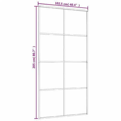 vidaXL Sliding Door Frosted ESG Glass and Aluminum 40.4"x80.7" Black