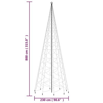 vidaXL Christmas Tree with Spike Blue 3000 LEDs 26 ft