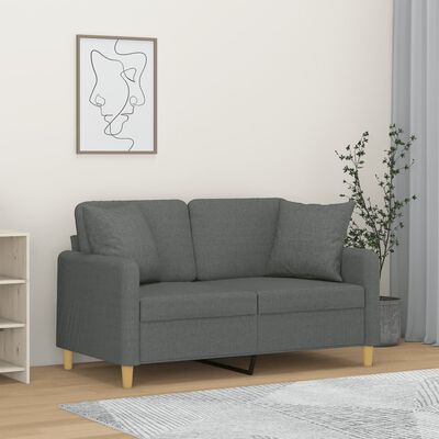 vidaXL 2-Seater Sofa with Throw Pillows Dark Gray 47.2" Fabric