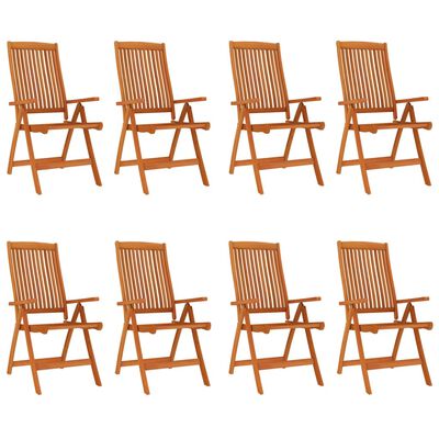 vidaXL Folding Patio Chairs 8 pcs Solid Wood Eucalyptus