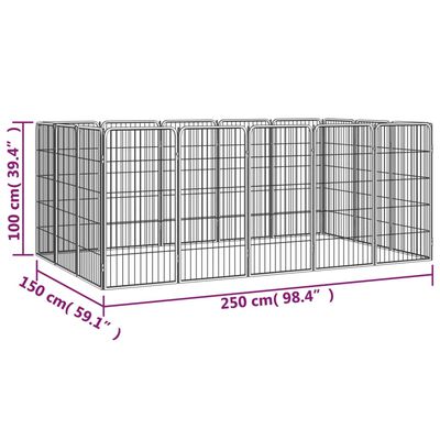 vidaXL 16-Panel Dog Playpen Black 19.7"x39.4" Powder-coated Steel