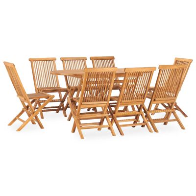 vidaXL 9 Piece Folding Patio Dining Set Solid Teak Wood