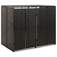 vidaXL Double Wheelie Bin Shed Black 55.1"x31.5"x46.1" Poly Rattan