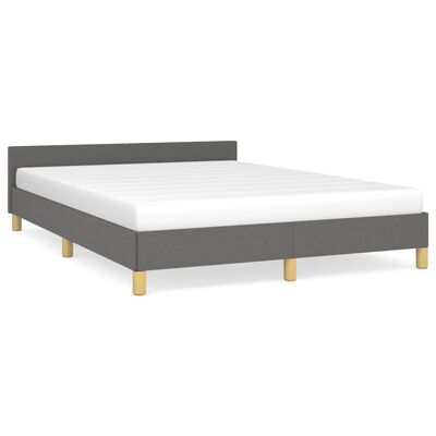 vidaXL Bed Frame with Headboard Dark Gray 53.9"x74.8" Full Fabric