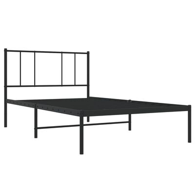 vidaXL Metal Bed Frame without Mattress with Headboard Black 39.4"x78.7"